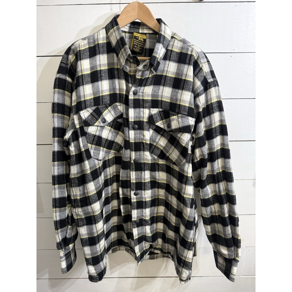 Scorpion Covert‎ Flannel Shirt Men 2XL Black Plaid Moto Armor Lined Snap Zip